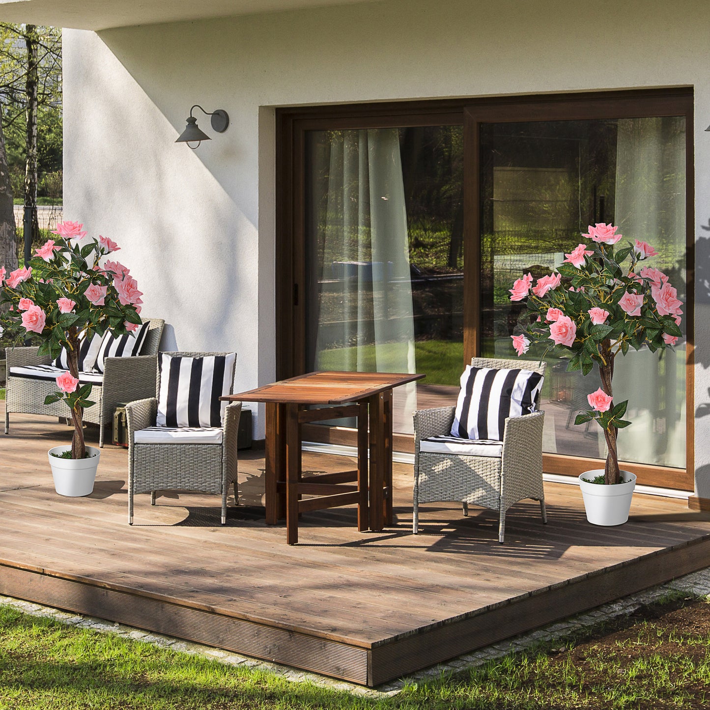 Lizi Dimo Set Of 2 Artificial Pink Rose Floral Plants In Pots H8 90cm