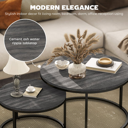 Rali Metal And Wood Black Set Of 2 Marble Effect Nesting Coffee Tables