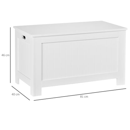 Loro Farmhouse Wooden White Lift Top Storage Chest With Safety Hinges