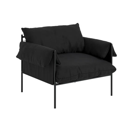 Wardour Minimalist Black Houseweave  Armchair Metal Legs