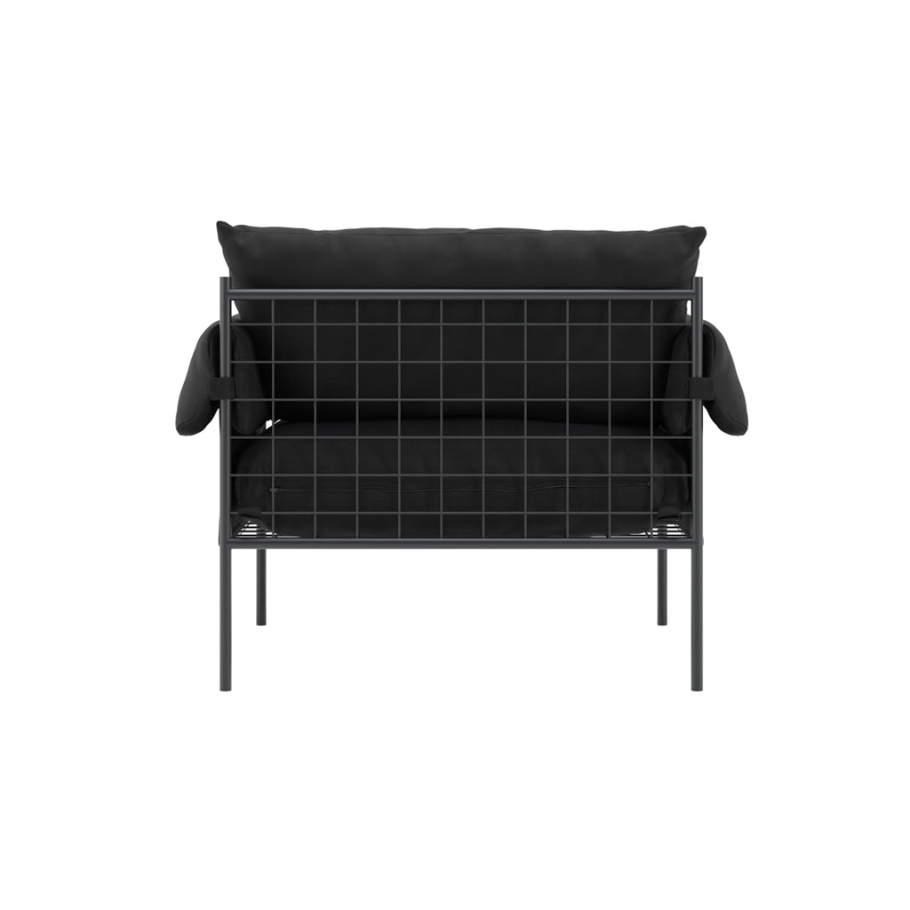 Wardour Minimalist Black Houseweave  Armchair Metal Legs