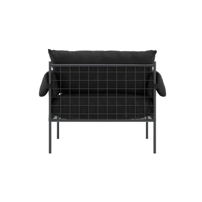 Wardour Minimalist Black Houseweave  Armchair Metal Legs