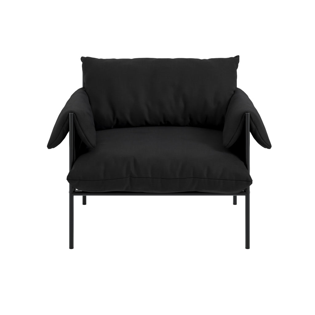 Wardour Minimalist Black Houseweave  Armchair Metal Legs