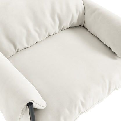 Wardour Minimalist White Houseweave  Armchair Black Metal Legs