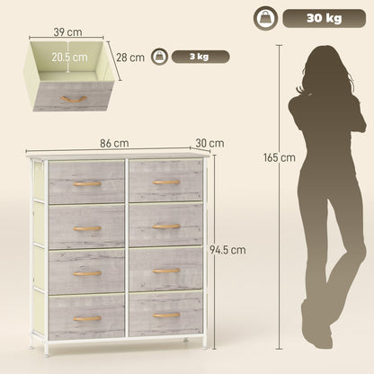 Nokaso Fabric And Metal Natural Wood Finish 8 Drawer Storage Chest