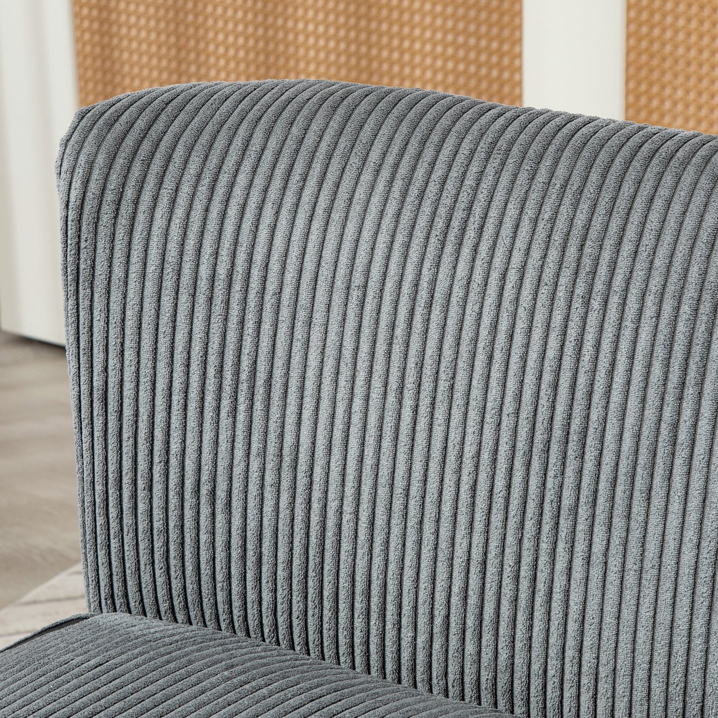 Dinovi Grey Corduroy 2 Seater Sofa Natural Wooden Legs