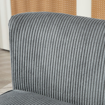 Dinovi Grey Corduroy 2 Seater Sofa Natural Wooden Legs
