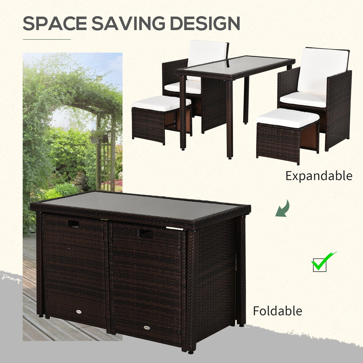 Nevani Rattan Brown 2 Seater Cube Garden Dining Set With Armchairs Stools And Rectangular Glass Table