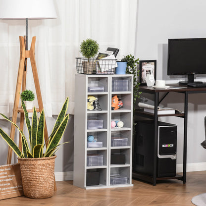 Nonono Wood Grey Set Of 2 Media Storage Towers With Adjustable Shelves