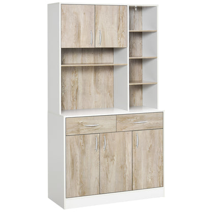 Dosefa Mita Wooden White Kitchen Sideboard With Countertop Drawers And Adjustable Shelves