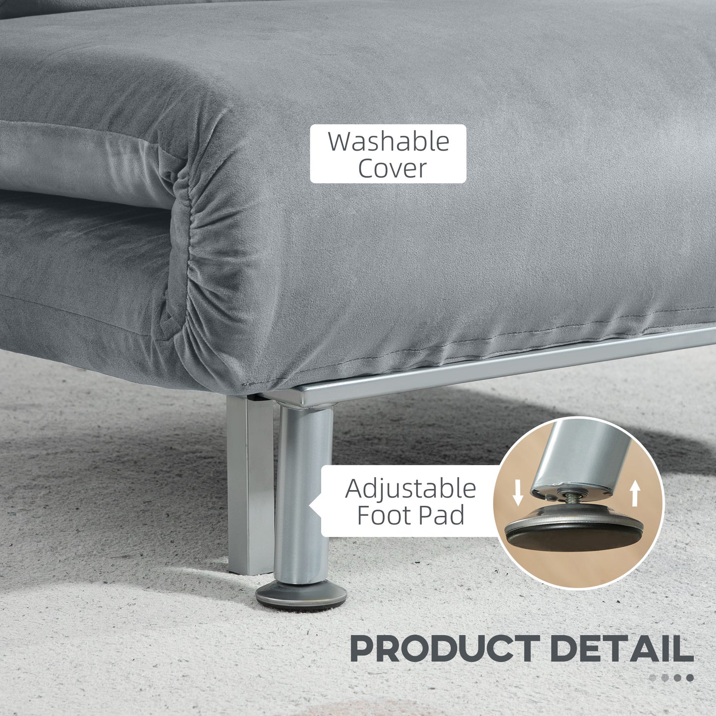 Noso Velvet Grey Single Sleeper Chair