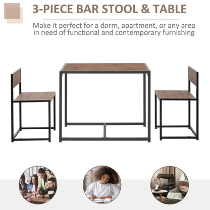 Lottopa Metal And Wooden Natural Compact Dining Table And Chair Set For Small Kitchens