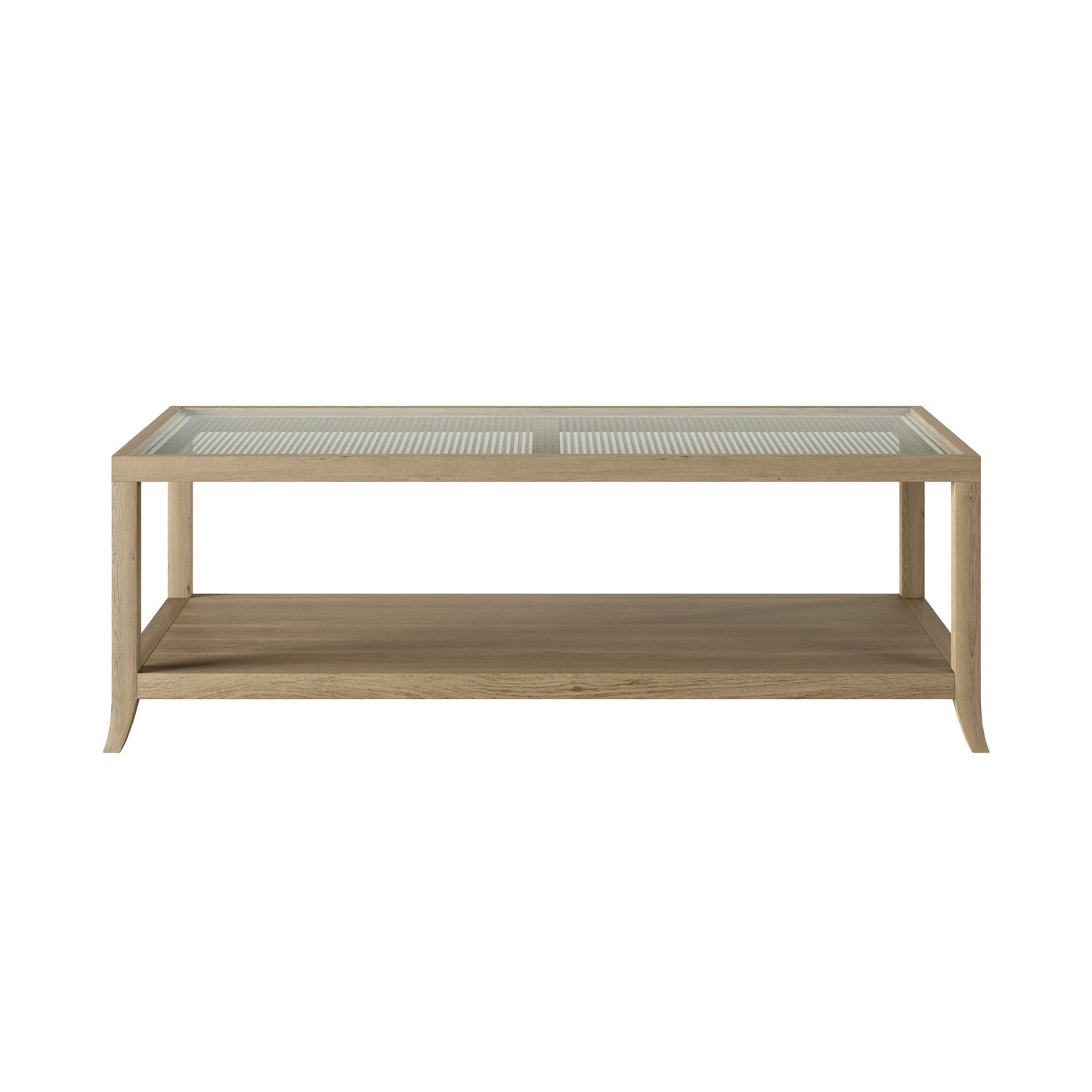 Portugal Natural Oak and Cane Glass Top Coffee Table