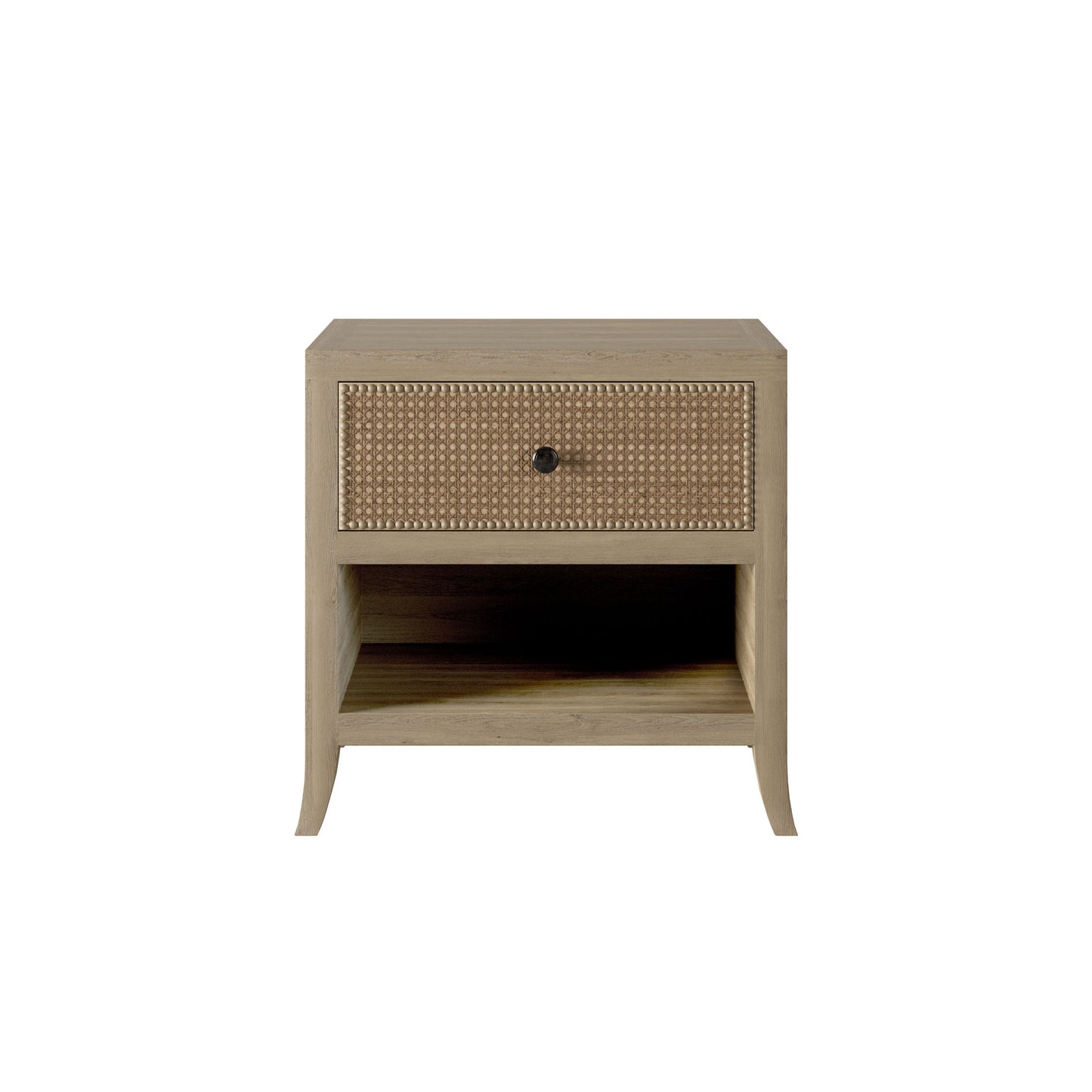 Argentina Natural Oak and Rattan One Drawer Bedside Table