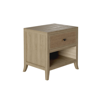 Argentina Natural Oak and Rattan One Drawer Bedside Table