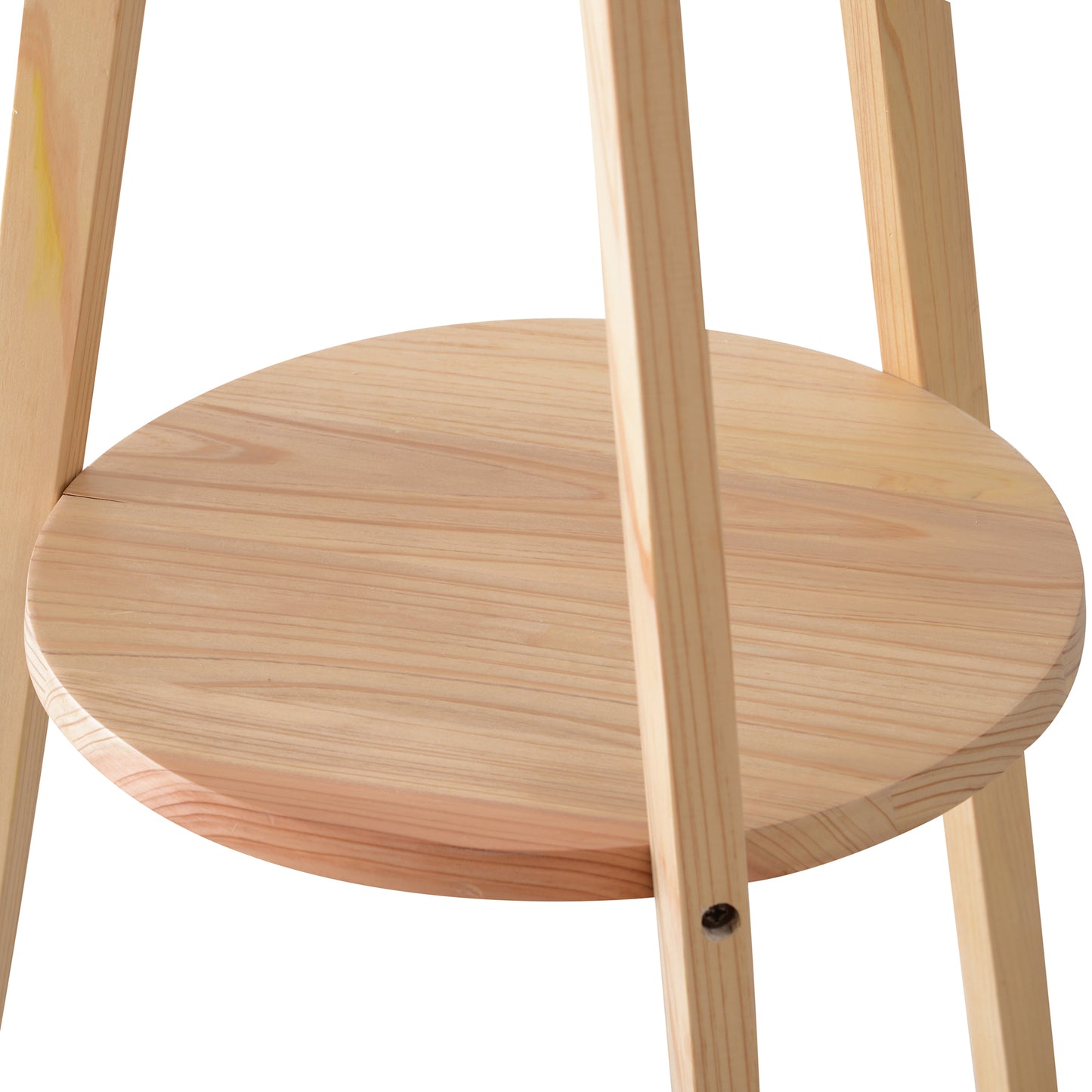Laravi Natural Wood And Fabric Cream Tripod Floor Lamp With Shelf And Linen Shade 154 cm