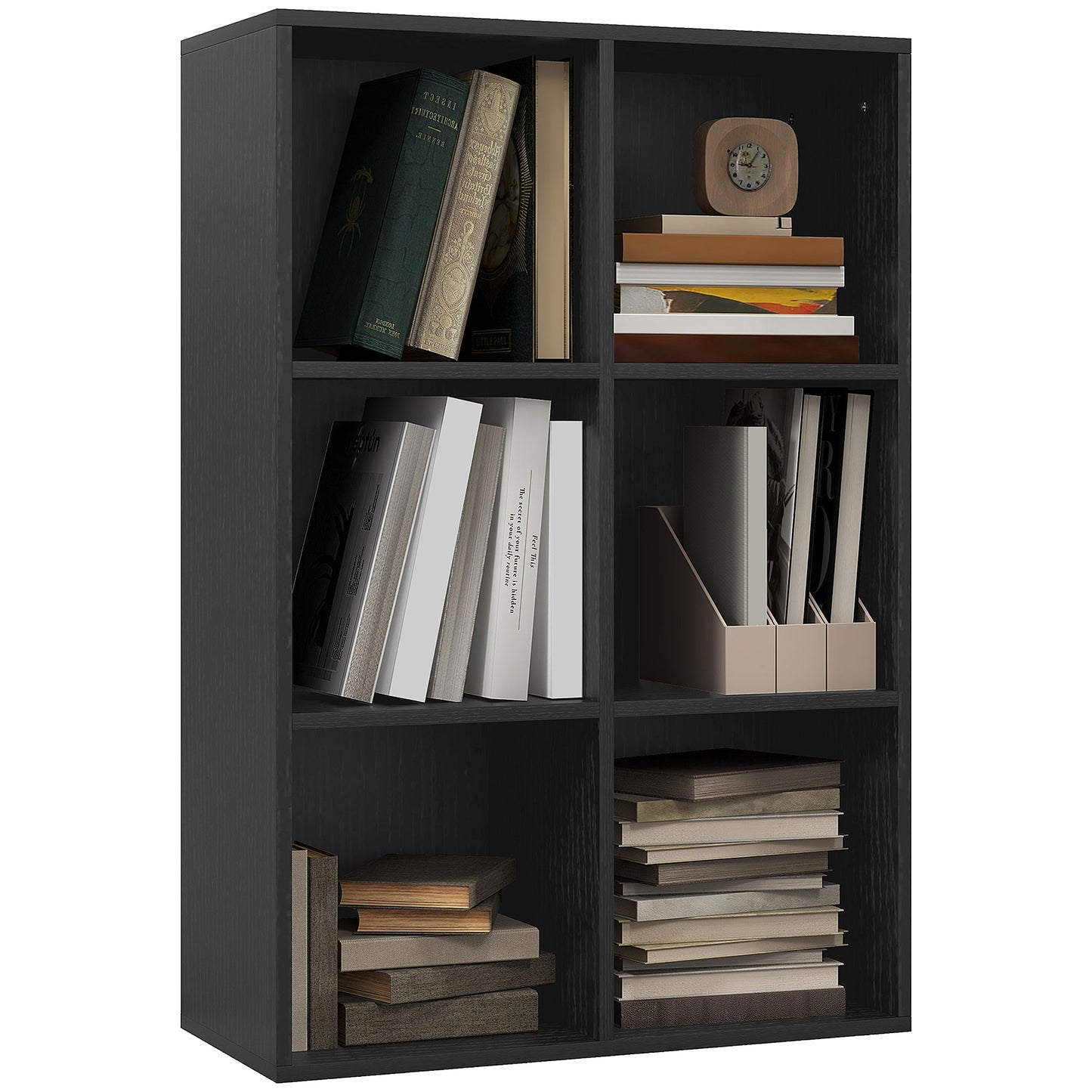 Sasu Wood Black Effect 6 Cube Storage Bookcase