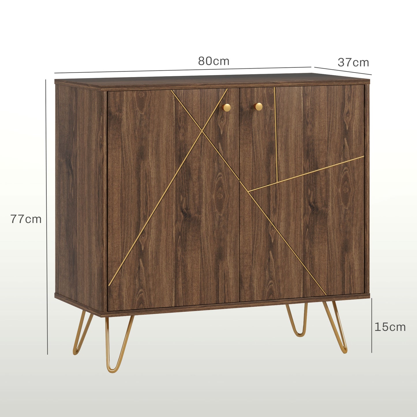 Fafi Napa Brown Sideboard With Gold Line Detail Hairpin Legs