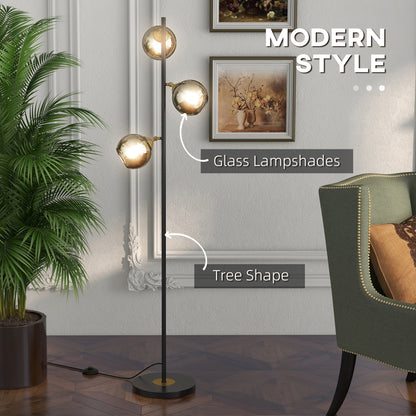 Kaviro Metal Grey 3 Light Tree Floor Lamp Modern Standing Design 162 cm