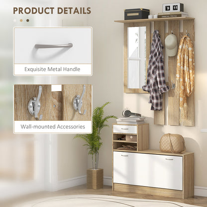 Haelna Natural Wood And White 3 In One Hallway Storage Set