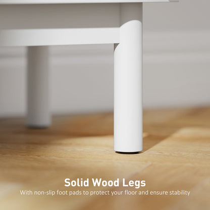 Luna White Wooden Rattan Bedside Table With Door