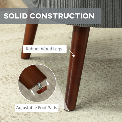 Zile Corduroy Light Grey Retro Style Accent Chair Angled Legs