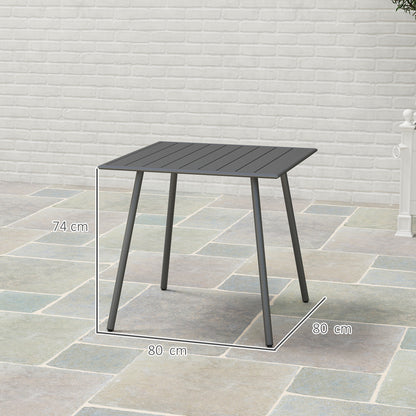 Ledisu 80cm Steel Grey Square Outdoor Dining Table With Slatted Top For 4