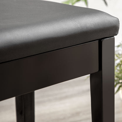 Ziyo Faux Leather Black Piano Bench With Padded Seat And Storage Compartment