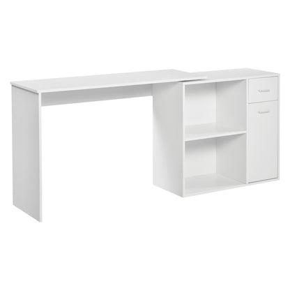 Conono 173cm Wooden White Wood Grain L Shaped Desk With Drawer Shelves And Storage Cabinet