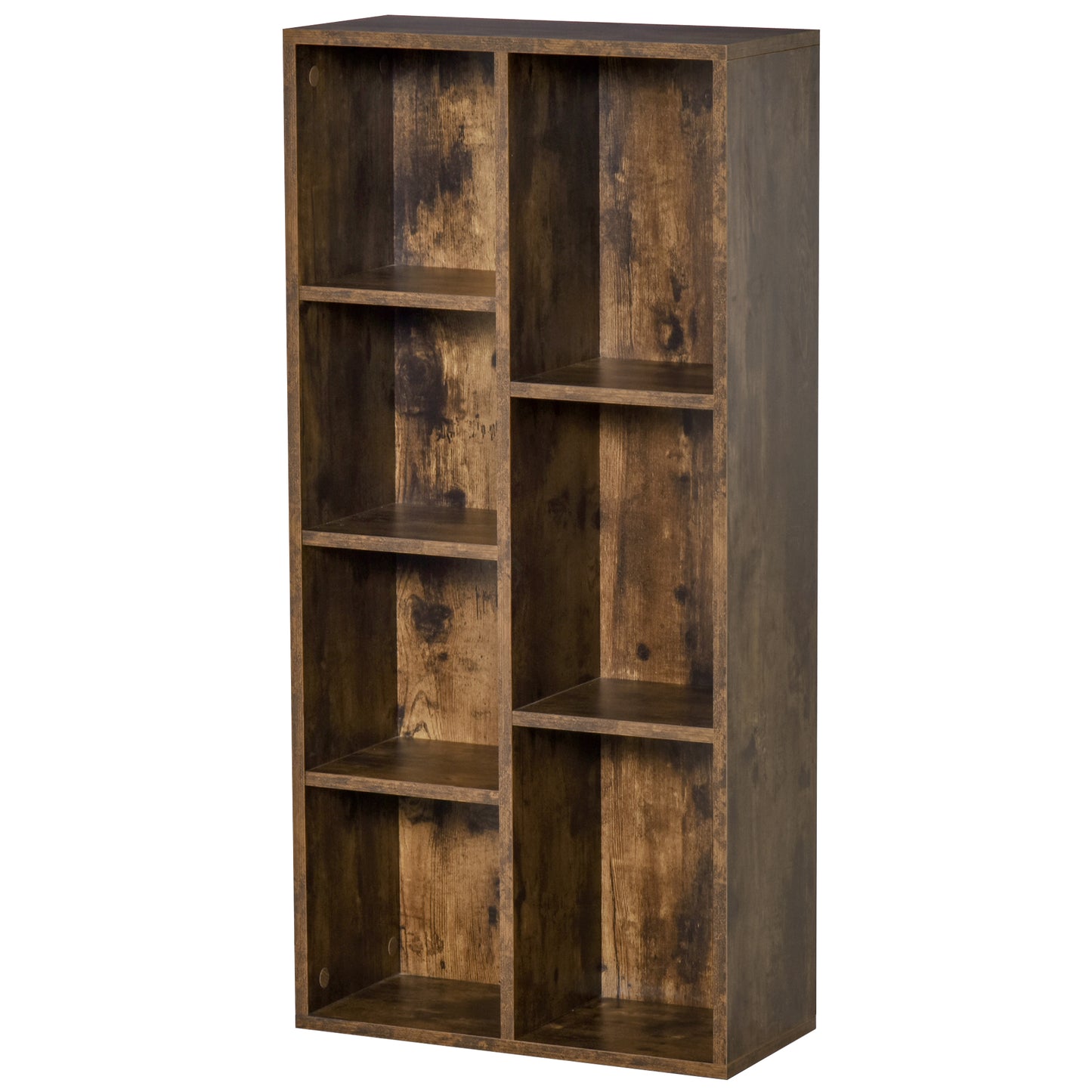 Luno Neka Wood Rustic Brown 7 Cube Storage Bookcase
