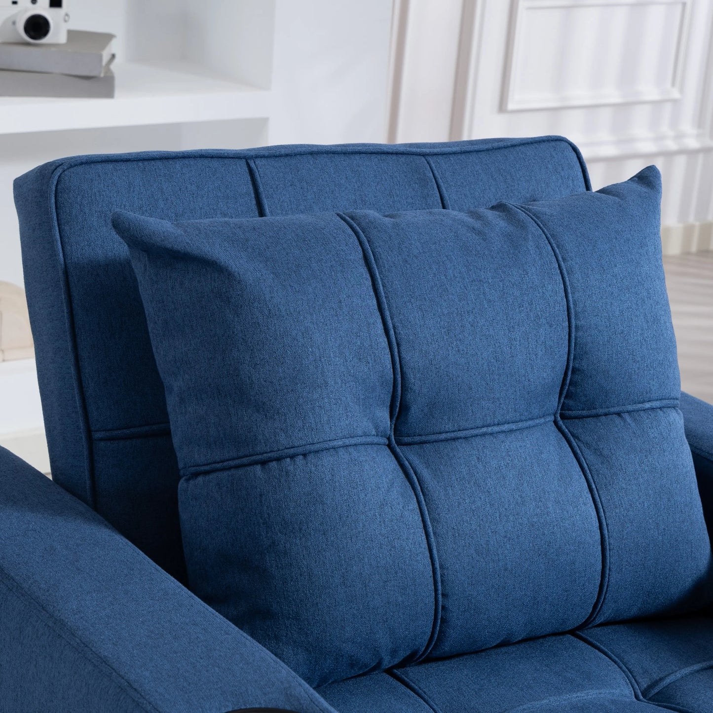 Norapa Fabric Dark Blue 3 In One Convertible Single Sofa Bed