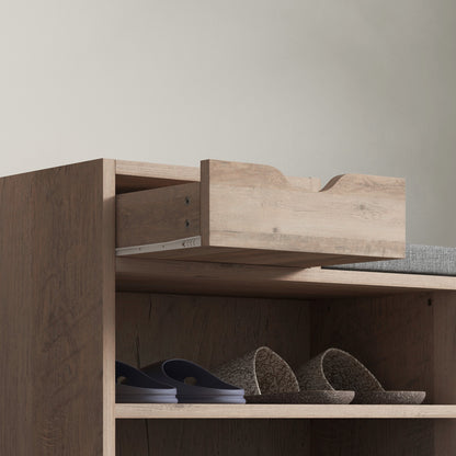 Lapa Wooden Multi Compartment Shoe Bench 1 Drawer Grey Cushioned Seat