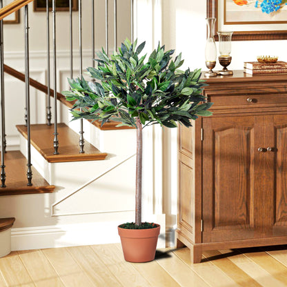 Niladi Artificial Olive Style Tree In Green With Orange Accent Pot For Interior Decor