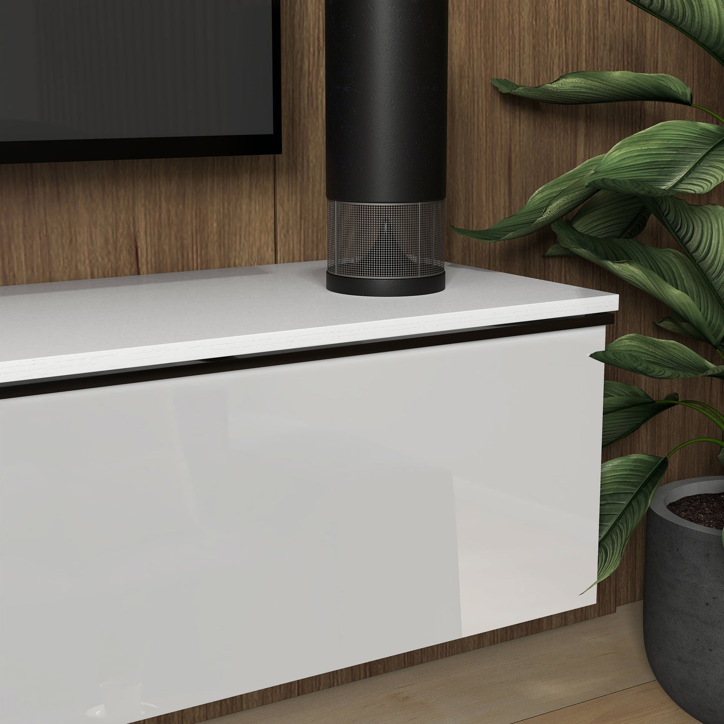 Disa 160cm High Gloss White Floating TV Cabinet For Screens Up To 70 Inches