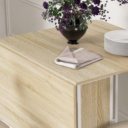 Suni Reta Wooden Natural And White Drop Leaf Dining Table Seating 6