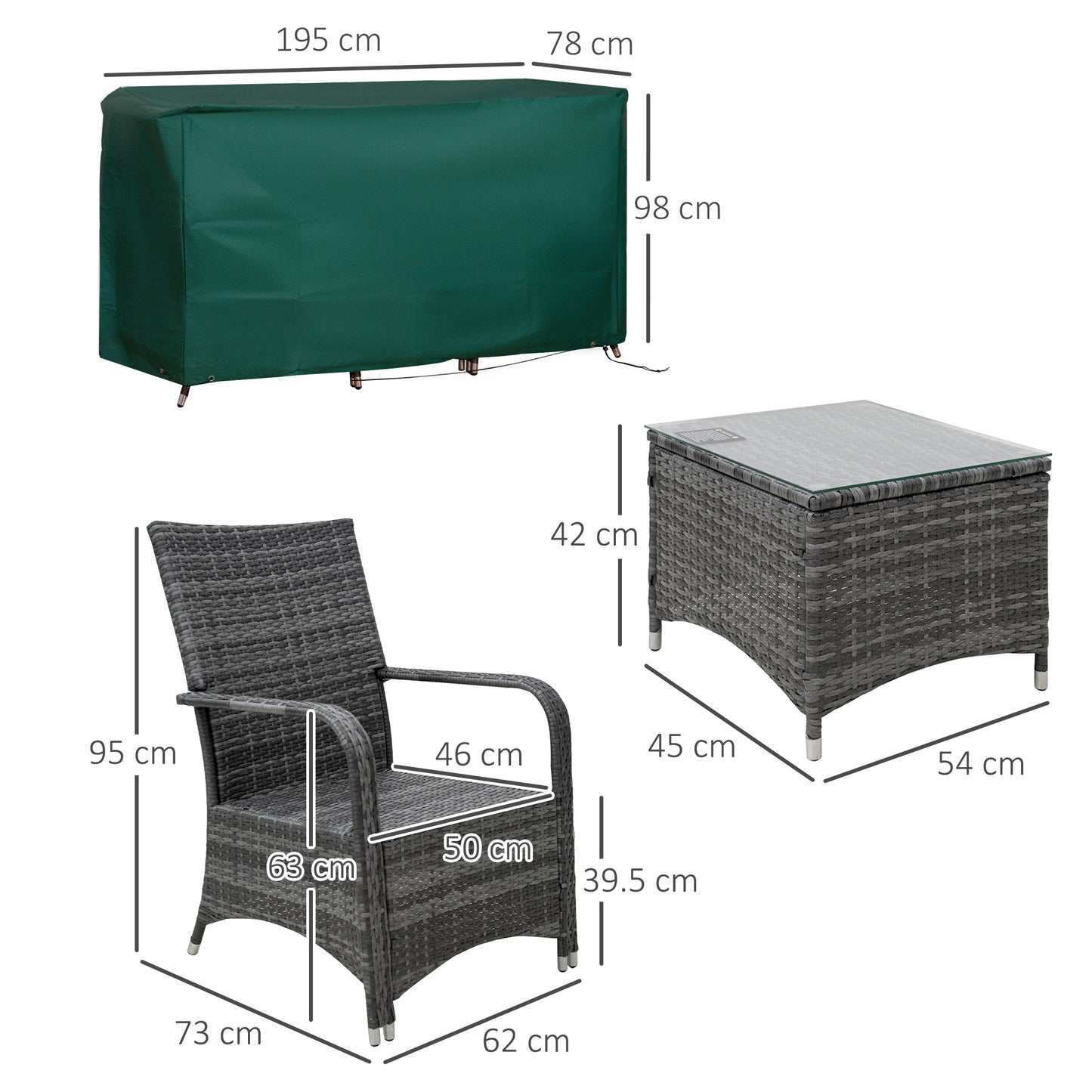 Lepano Rattan 2 Seater Outdoor Bistro Table And Chair Set