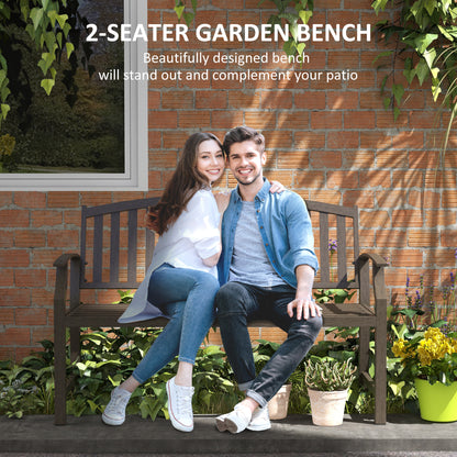 Lilu Metal Brown 2 Seater Outdoor Garden Bench With Slatted Frame