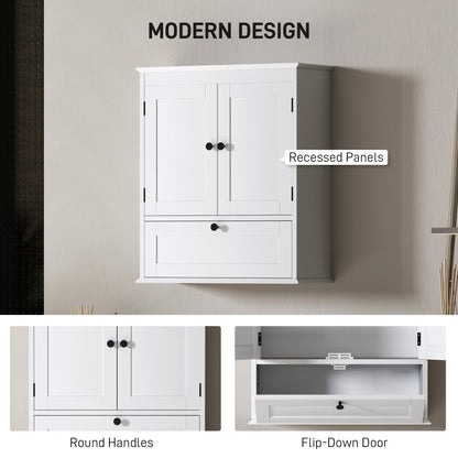Nelavi Wall Mounted Bathroom Storage Cabinet With Adjustable Shelving And Recessed Doors White