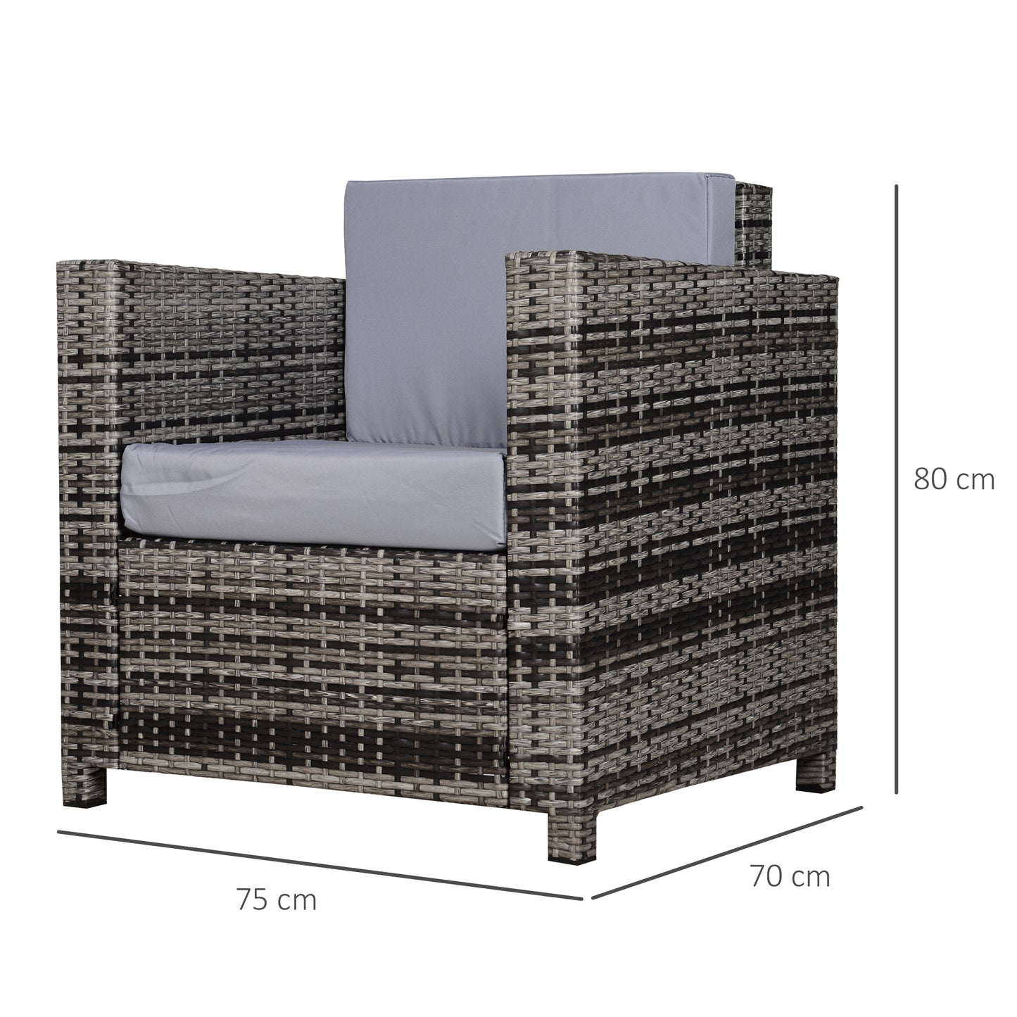 Roso Naba Rattan Grey Outdoor Armchair With Cushion