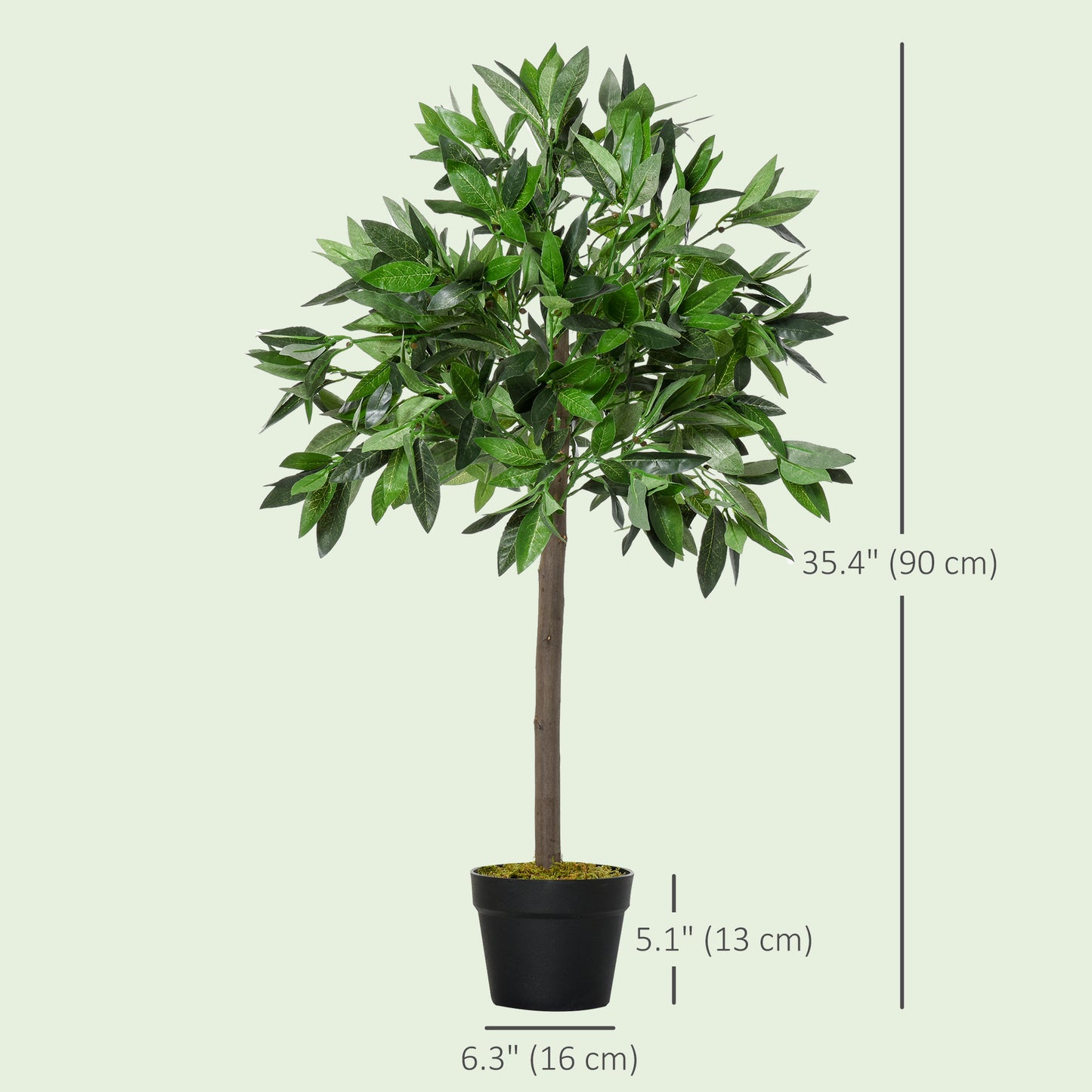 Rani Sumo Set Of 2 Artificial Bay Laurel Trees In Green Supplied In Pots For Indoor Office Use