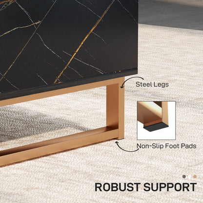 Neva Wooden Black Marble Effect Coffee Table With Integrated Storage