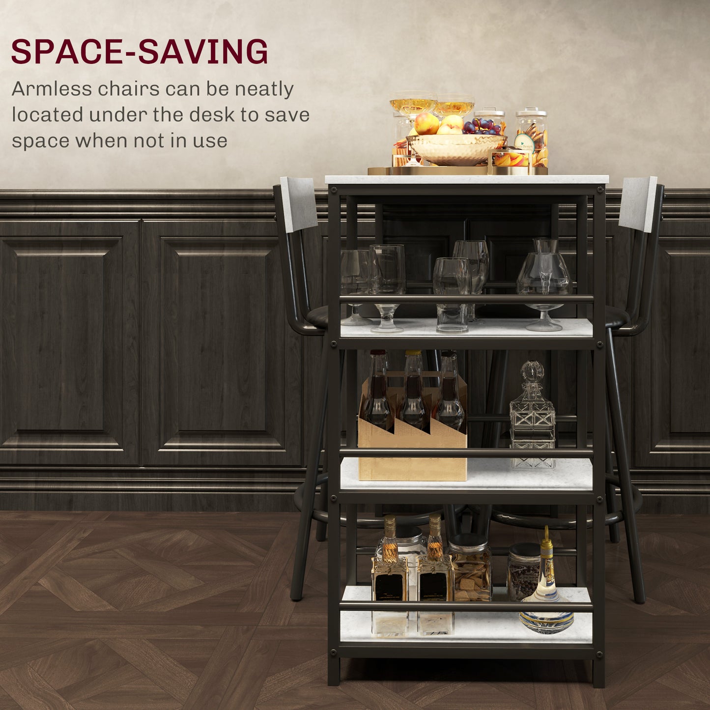 Raco Sera Wooden Grey And Black 3 Piece Kitchen Dining Set With Integrated Shelving