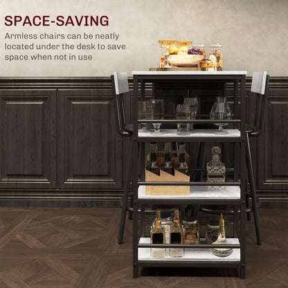 Raco Sera Wooden Grey And Black 3 Piece Kitchen Dining Set With Integrated Shelving