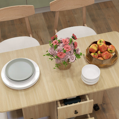 Tofaba Wooden Wood Effect Drop Leaf Dining Table With Integrated Storage