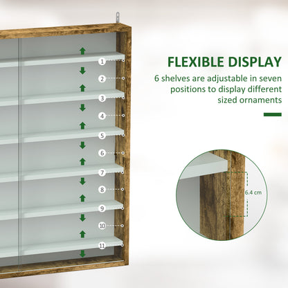 Yovere Wood And Glass Brown 6 Tier Display Cabinet With Glass Doors