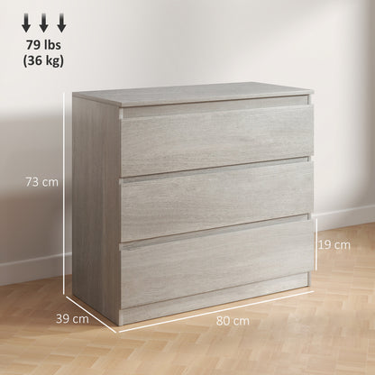 Serene Wooden Grey Wood Effect 3 Drawer Storage Chest