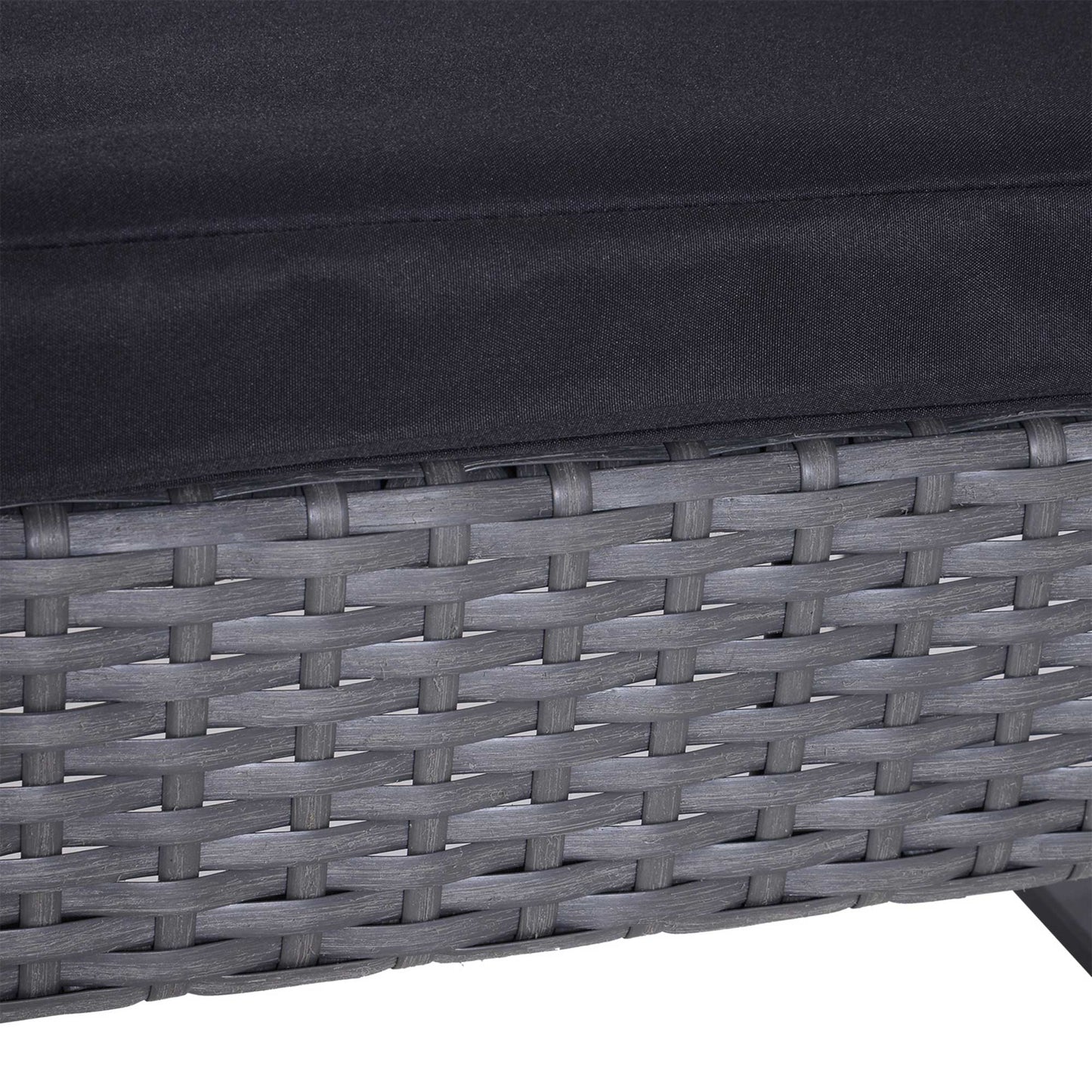 Seha Dark Grey Rattan 2 Seater Outdoor Bistro Set With Black Cushions