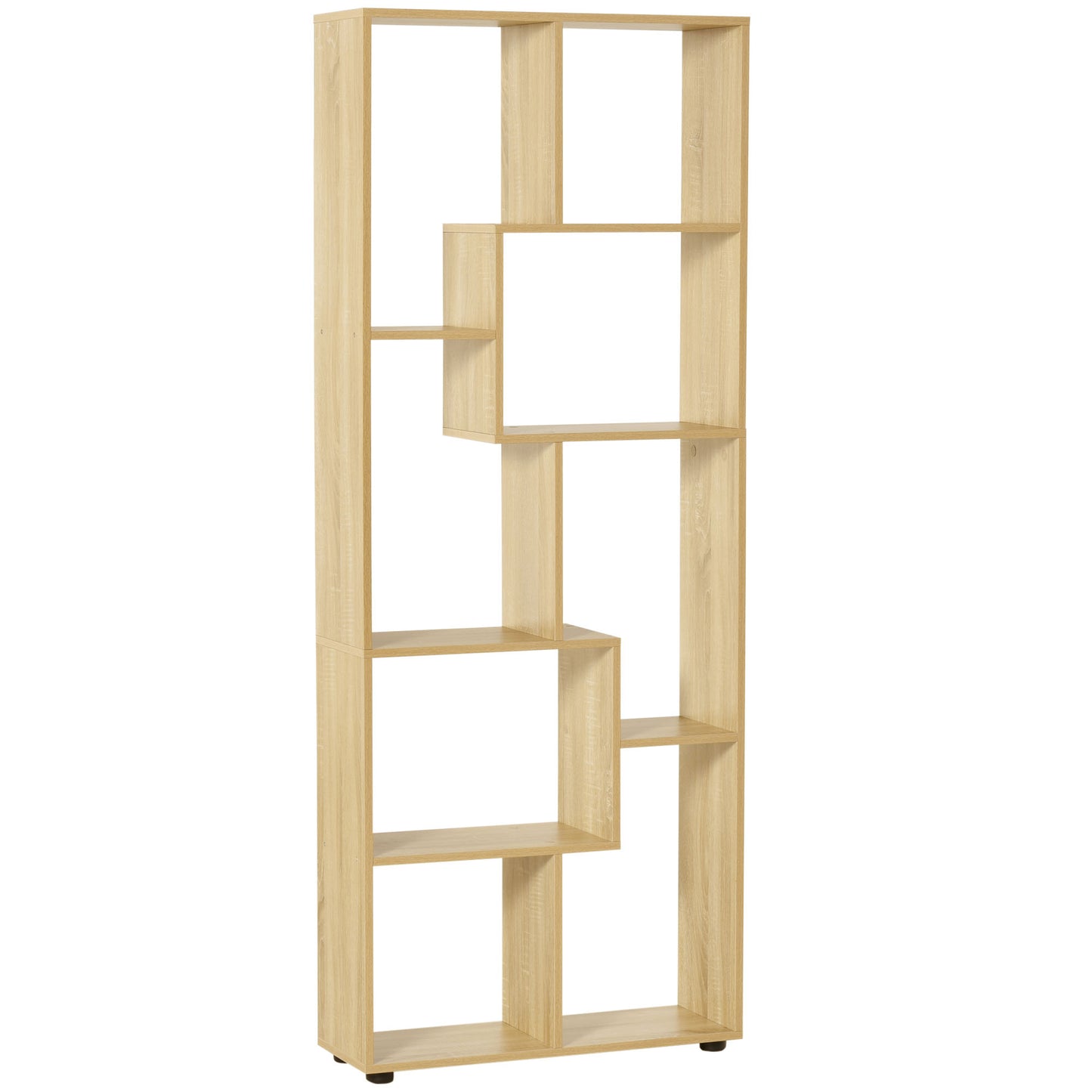 Nevi Ludo Wood Natural Finish Tall 8 Cube Bookcase Room Divider With Freestanding Shelving 70 x 24 x 178 cm