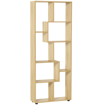 Nevi Ludo Wood Natural Finish Tall 8 Cube Bookcase Room Divider With Freestanding Shelving 70 x 24 x 178 cm