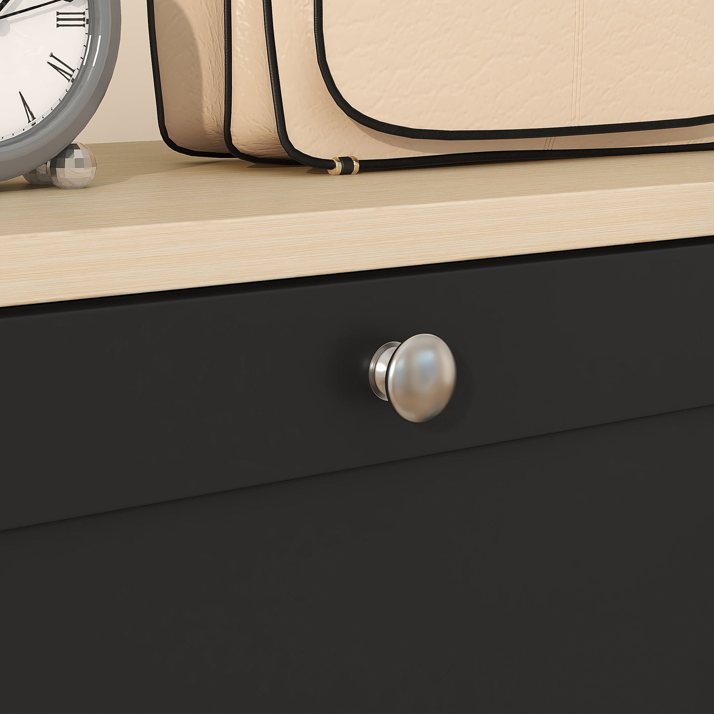 Rani Wooden Black Compact 3 Drawer Shoe Cabinet